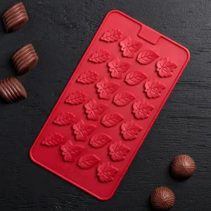 Форма для льда и шоколада Листики 15 ячеек,21,2 11,5 0,3см Форма для льда и шоколада Листики 15 ячеек,21,2 11,5 0,3см